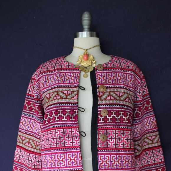 Bennett of Centreville vintage needlepoint chimayo embroidered aztec Jacket - Picture 3 of 9